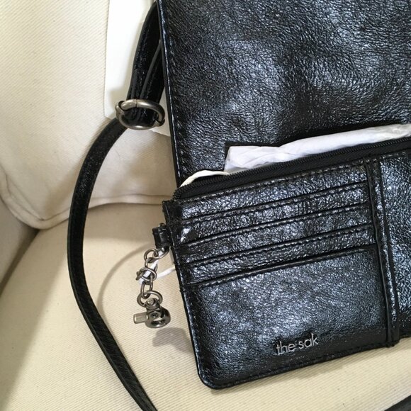 The Sak BlacK Leather Crossbody Bag With Leather Wallet - Picture 2 of 10